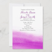 Fuchsia Watercolor Moderne Hochzeit Einladung (Vorderseite)