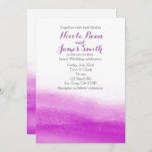 Fuchsia Watercolor Moderne Hochzeit Einladung (Vorne/Hinten)