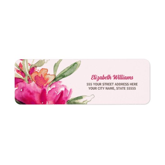 Fuchsia Watercolor Rücksendeadressen-Aufkleber (Vorne)