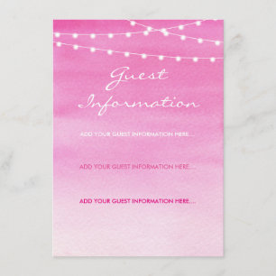 Fuchsia Watercolor String Lights Gästebuch Begleitkarte