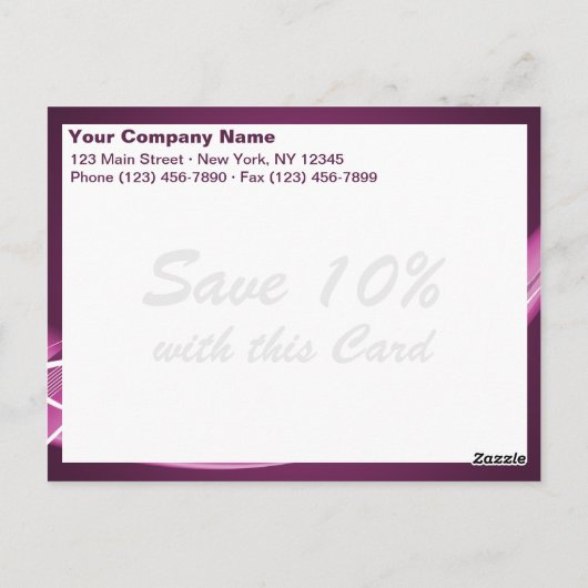 Fuchsia Wave Postcard Template Postkarte (Rückseite)