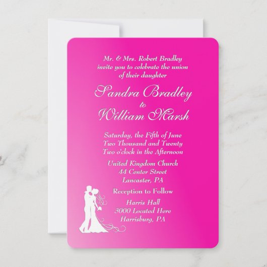 Fuchsia Wedding Einladung (Vorderseite)