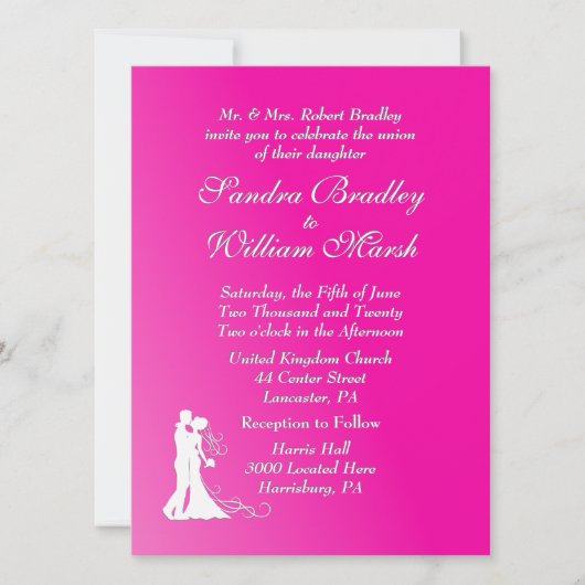 Fuchsia Wedding Einladung (Vorderseite)