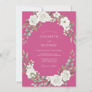 Fuchsia-Weinreben-Hochzeit Einladung