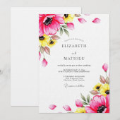 Fuchsia Whimsical Florale Hochzeit Einladung (Vorne/Hinten)