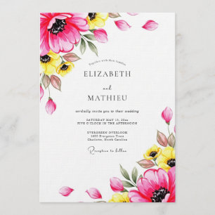 Fuchsia Whimsical Florale Hochzeit Einladung