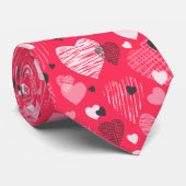 Fuchsia Whimsical Heart Valentine Krawatte (Gerollt)