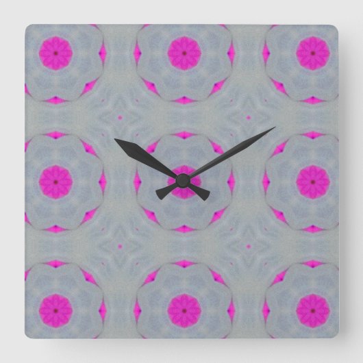 "Fuchsia Whisper" Wall Clock Quadratische Wanduhr (Vorderseite)