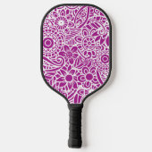 Fuchsia & White Abstrakt Floral Tropical Hawaiian Pickleball Schläger (Rückseite)