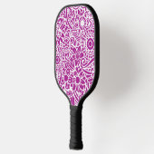 Fuchsia & White Abstrakt Floral Tropical Hawaiian Pickleball Schläger (Links)