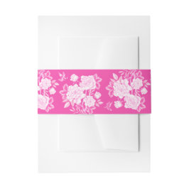 Fuchsia White Chinoiserie Grandmillenial Wedding Einladungsbanderole