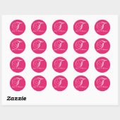 Fuchsia White Monogram T Names Wedding Sticker (Blatt)