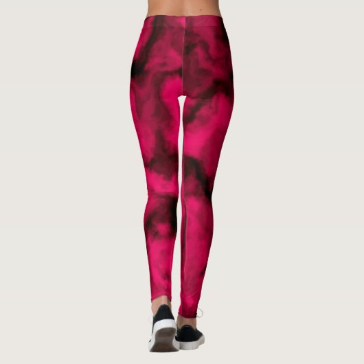 Fuchsia Wolken Abstrakt Leggings (Rückseite)