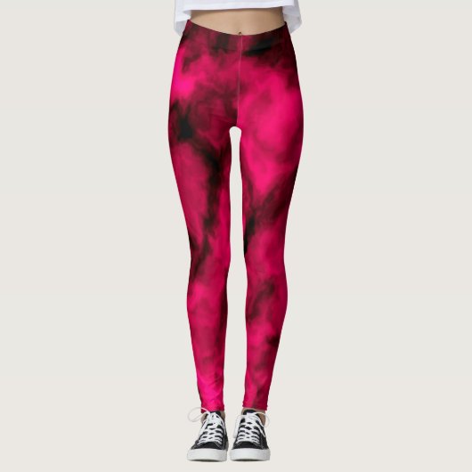 Fuchsia Wolken Abstrakt Leggings (Vorderseite)