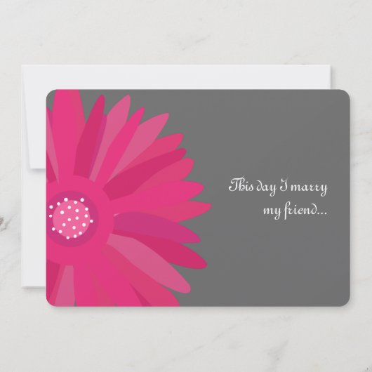 Fuchsia zu Graue Gerber Daisy Wedding Einladung (Rückseite)