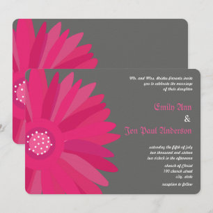 Fuchsia zu Graue Gerber Daisy Wedding Einladung