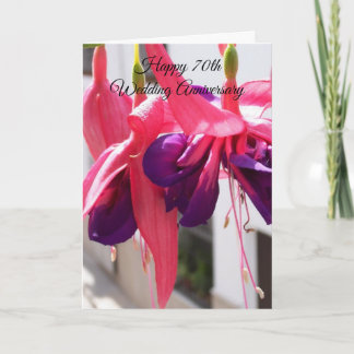Fuchsias Personalisiert 70. Hochzeitstag Karte