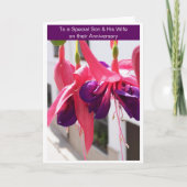 Fuchsias Sohn und Ehefrau Personalisierter Jahrest Karte (Vorderseite)