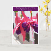 Fuchsias Sohn und Ehefrau Personalisierter Jahrest Karte (Gelbe Blume)