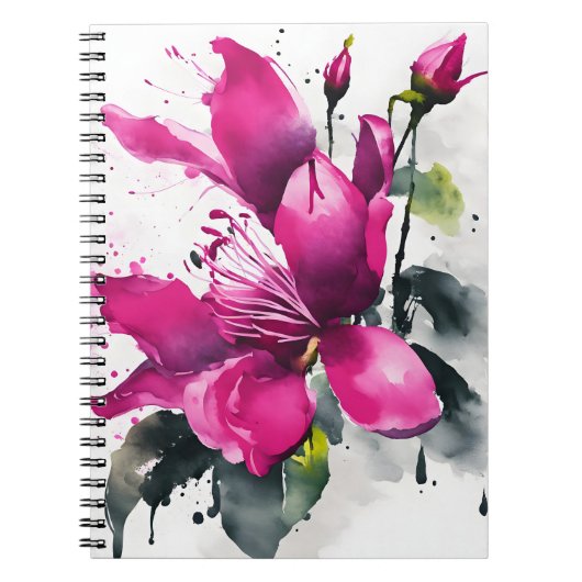 Fuchsie - Aquarellblumen Notizblock (Vorderseite)