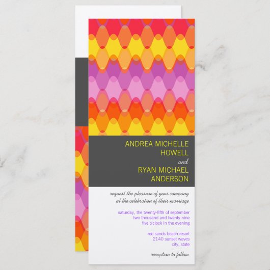 Fuchsie bewegt geometrisches Mod-Muster-moderne Einladung (Vorne/Hinten)