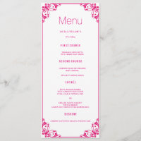 Fuchsie blühen Hochzeits-Abendessen-Menü-Karten