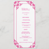 Fuchsie blühen Hochzeits-Abendessen-Menü-Karten Menükarte (Vorne/Hinten)