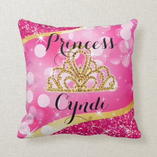 Fuchsie Prinzessin Tiara Glitter Bling Bokeh | Kissen