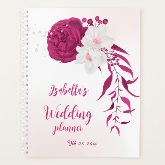 Fuchsien-Blumen Botanische Hochzeit Planer (Vorderseite)