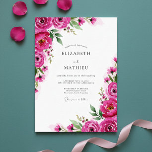 Fuchsien-Blüten-Hochzeit Romantik Einladung