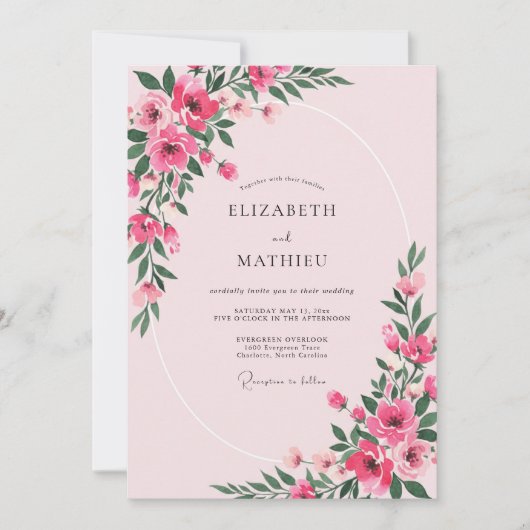 Fuchsien-Hochzeit Einladung (Vorderseite)