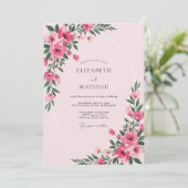 Fuchsien-Hochzeit Einladung (Stehend Vorderseite)