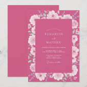 Fuchsien-Hochzeit Einladung (Vorne/Hinten)