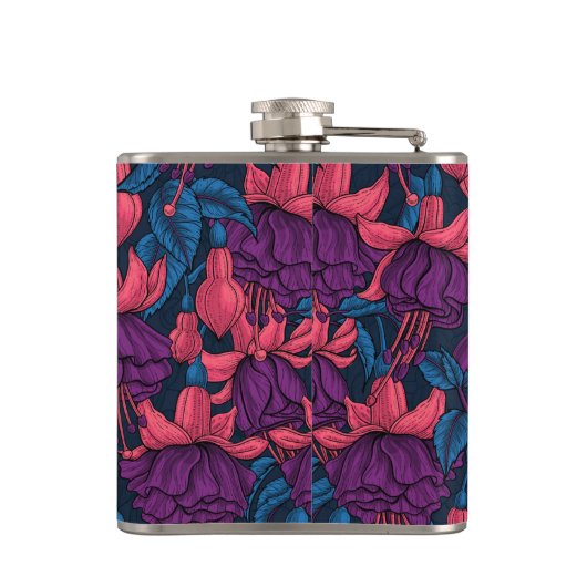 Fuchsien in blau und lila flachmann (Rückseite)