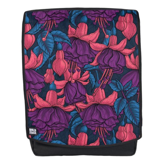 Fuchsien in blau und lila rucksack (Vorderseite)