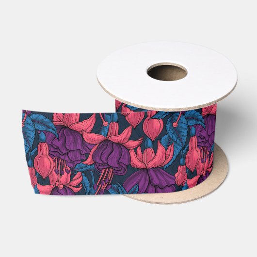 Fuchsien in blau und lila satinband (Spule)