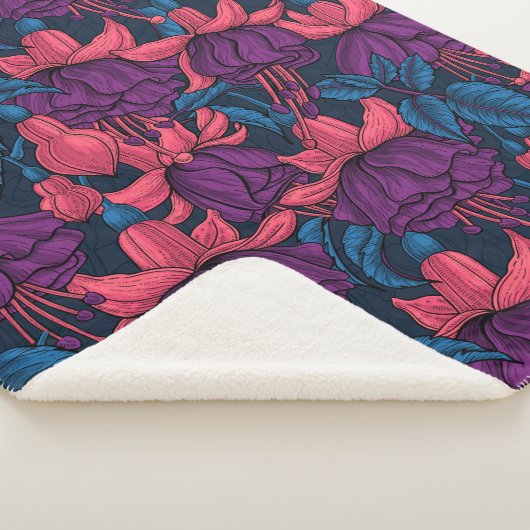 Fuchsien in blau und lila sherpadecke (3/4)