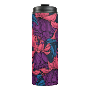 Fuchsien in blau und lila thermosbecher