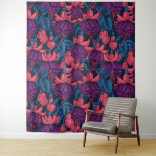 Fuchsien in blau und lila wandteppich