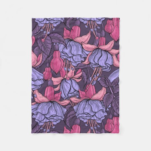 Fuchsien in Rosa und Violett Fleecedecke (Vorderseite)