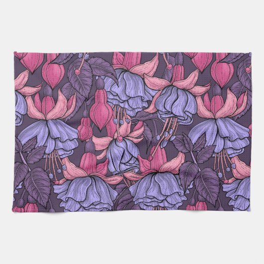 Fuchsien in Rosa und Violett Geschirrtuch (Horizontal)