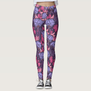 Fuchsien in Rosa und Violett Leggings