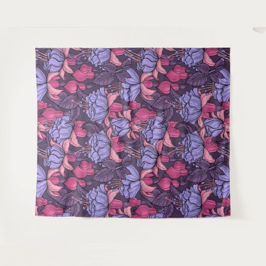 Fuchsien in Rosa und Violett Wandteppich (Vorderseite (Horizontal))