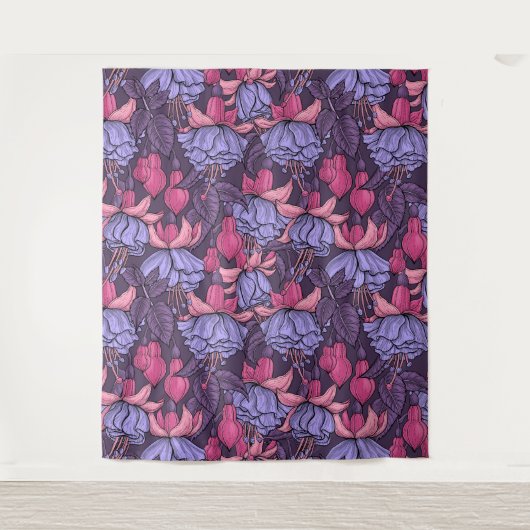Fuchsien in Rosa und Violett Wandteppich (Vorderseite)
