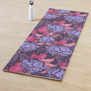 Fuchsien in Rosa und Violett Yogamatte