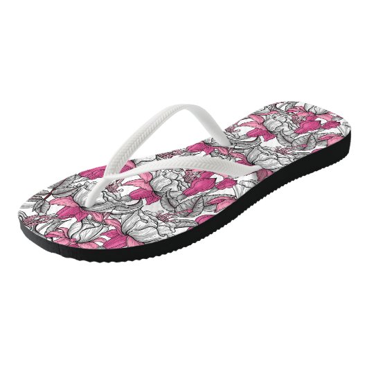 Fuchsien in weiß und rosa badesandalen (Schrägansicht)