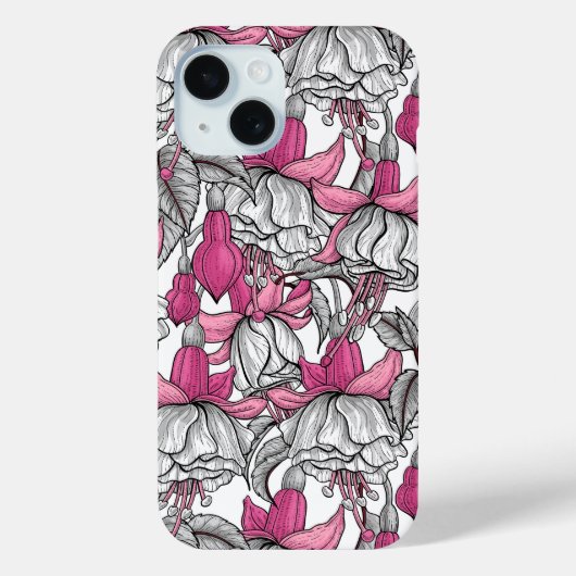 Fuchsien in weiß und rosa Case-Mate iPhone hülle (Rückseite)