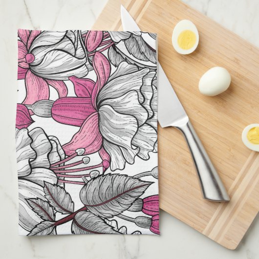 Fuchsien in weiß und rosa geschirrtuch (Viertel Falte)