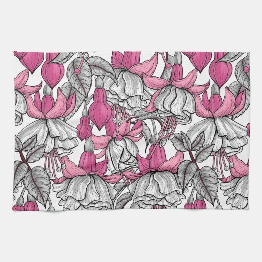Fuchsien in weiß und rosa geschirrtuch (Horizontal)