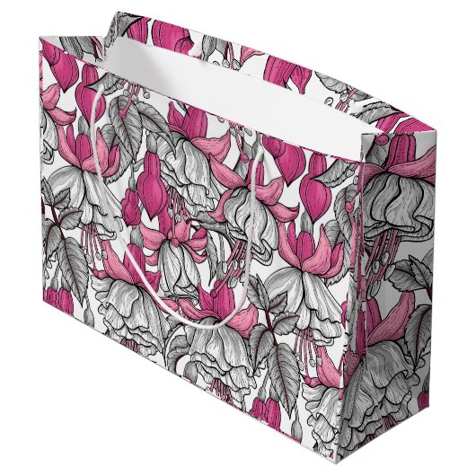 Fuchsien in weiß und rosa große geschenktüte (Rückseite Schrägansicht)